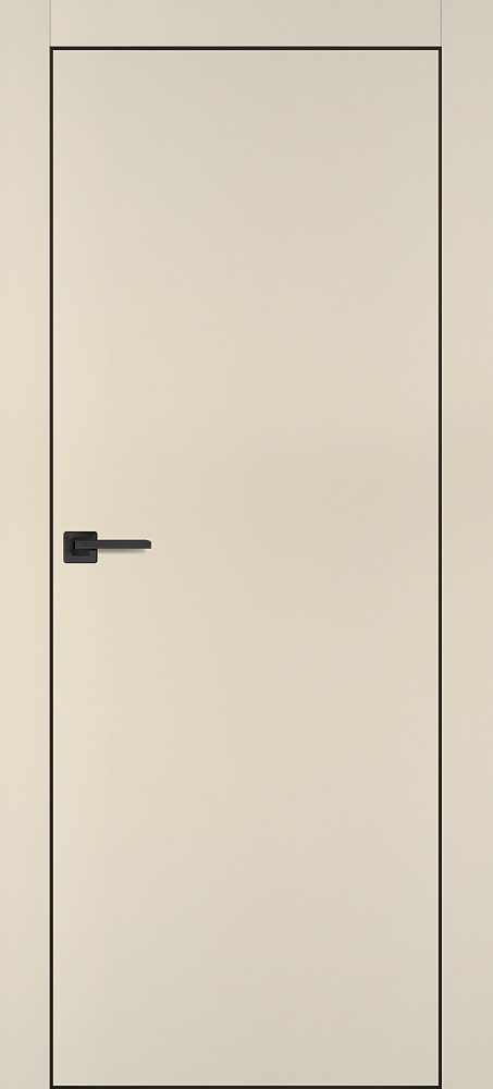 Межкомнатная дверь PX-1 черная кромка с 4-х ст. Бежевый матовый